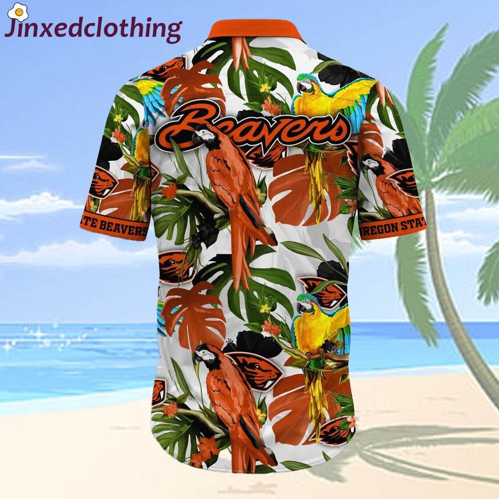 Tropical Aloha Ncaa Oregon State Beavers Hawaiian Shirt Birds And Palm Leaves 